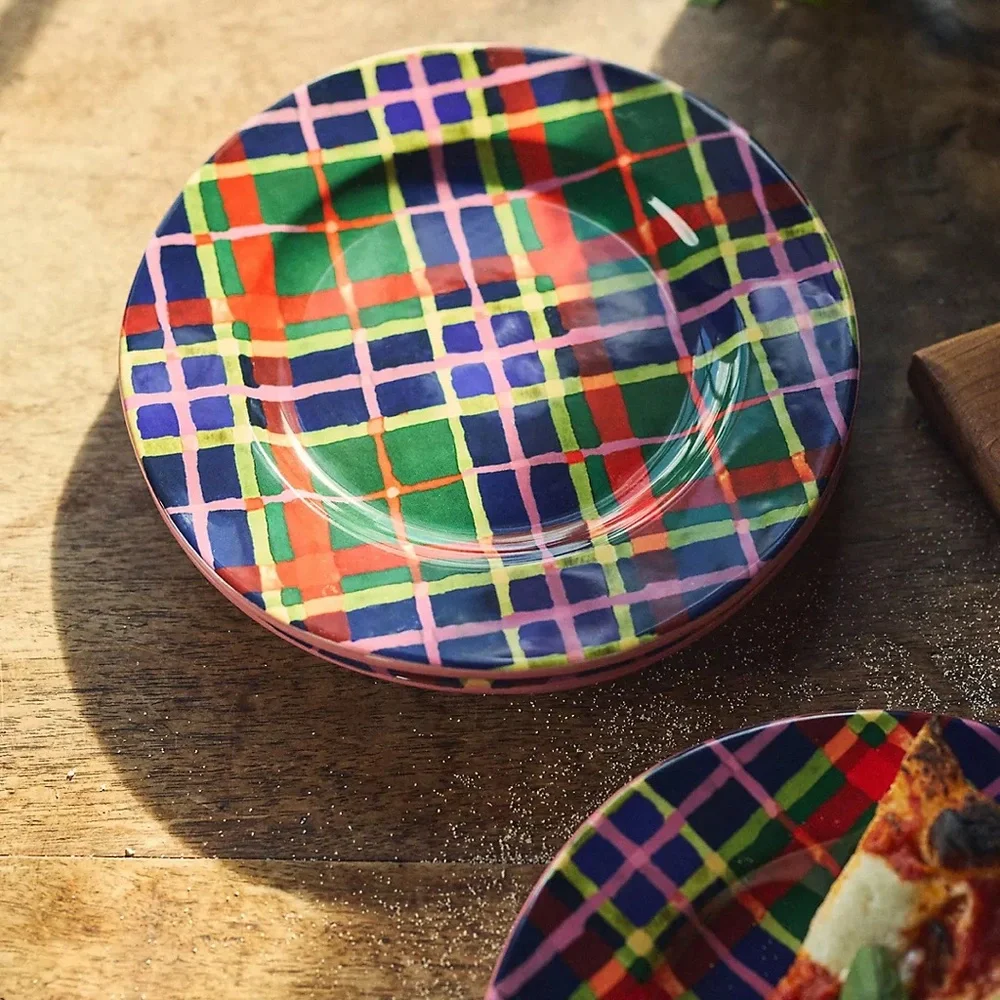 ❤️Tartan Plaid Stoneware Dessert Plate - NWT - Picture 10 of 12